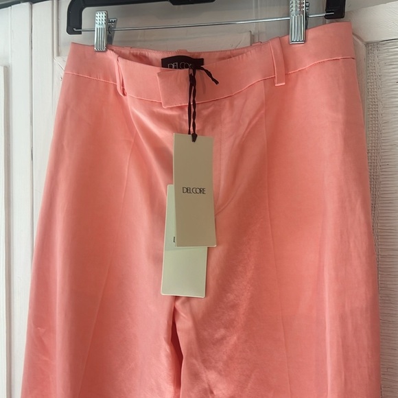 Del Core Pants Woman peach satin pant size 42 NWT - Picture 7 of 11